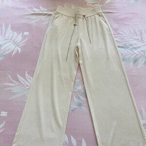 Beige thin straight-leg pants (S)